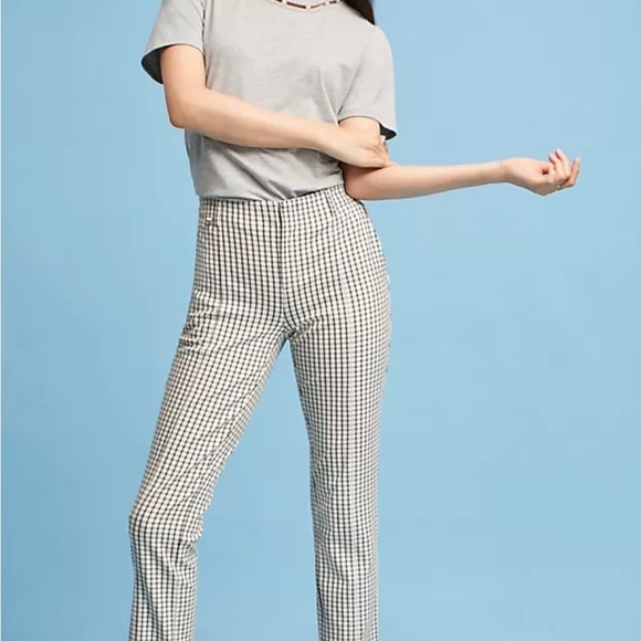 Anthropologie Pants - Anthropologie, Black and White Gingham Print,Essential Slim Pants, Size 2